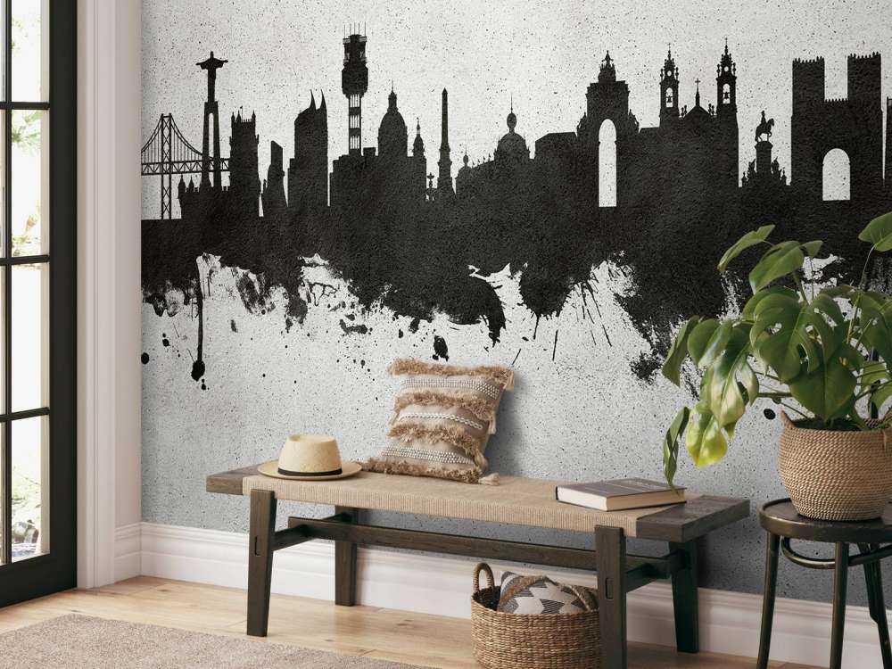 Aquarell-Skyline, Lissabon