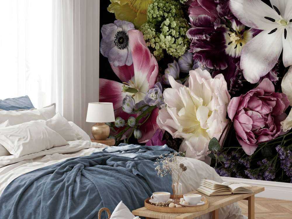 Bunte Blumen dunkel
