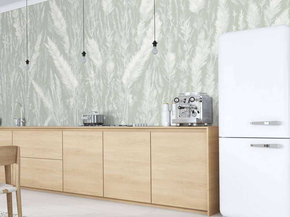 Wand von Feldgräsern - grün