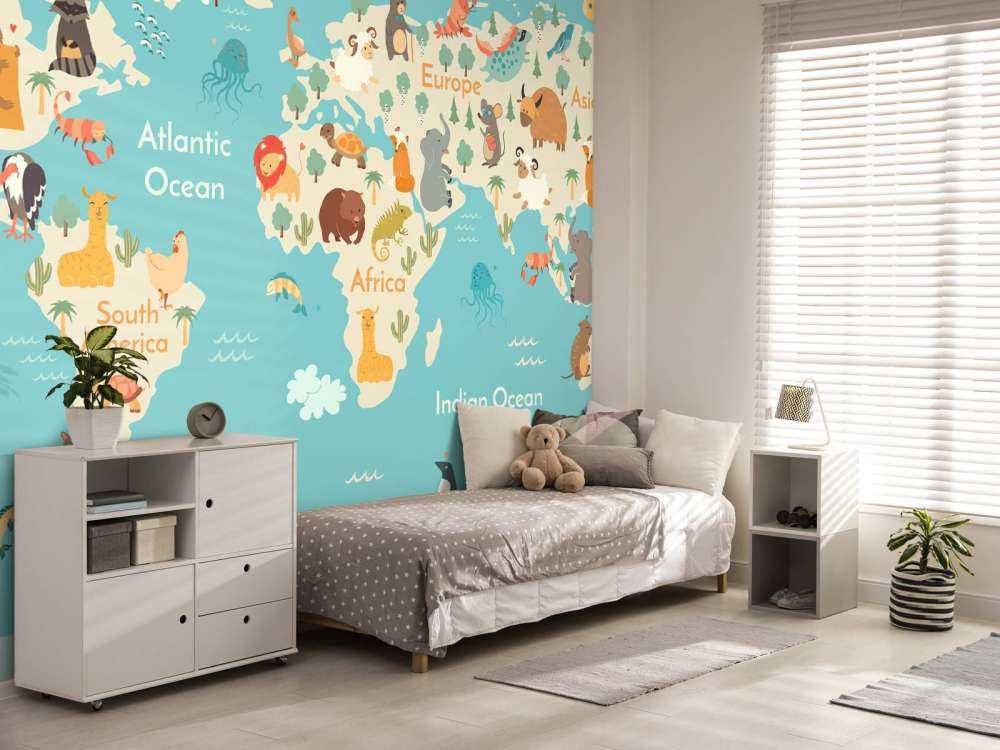 Weltkarte mit Tieren