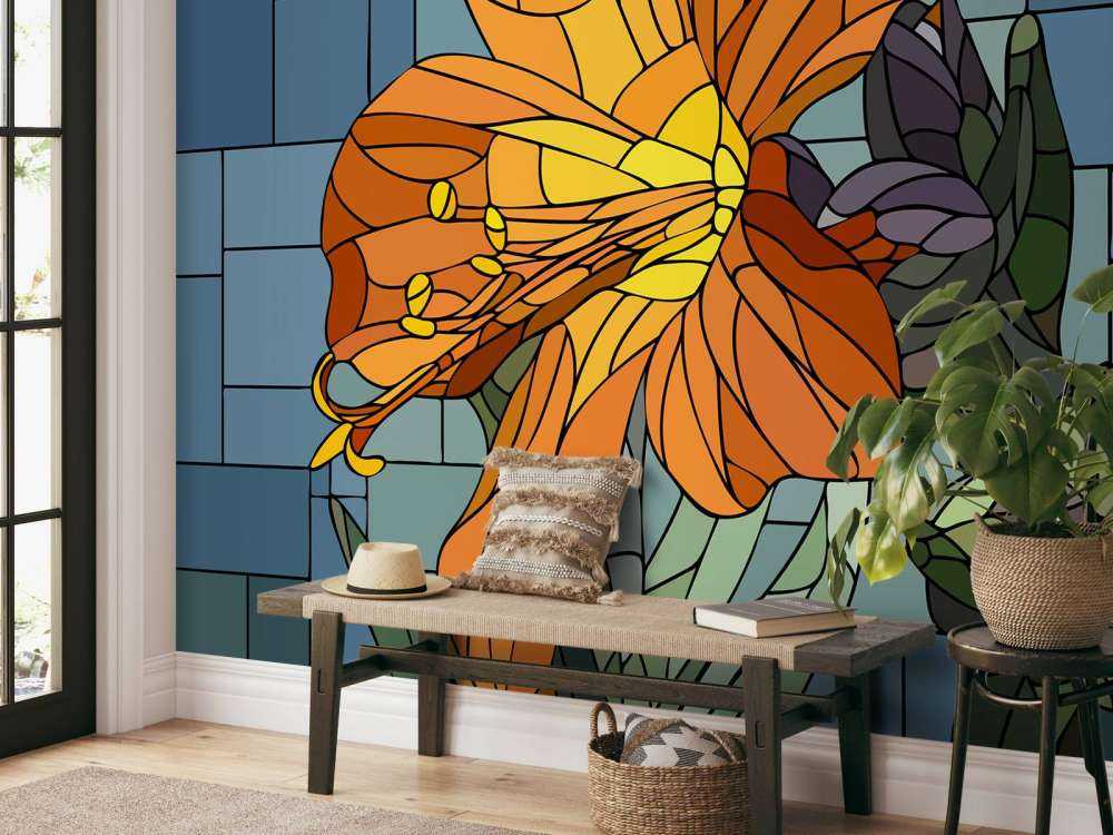 Bunte orangefarbene Blume