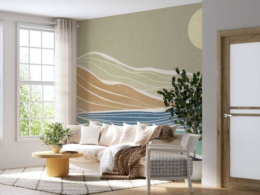 Gefärbte Meereswellen mit der Sonne