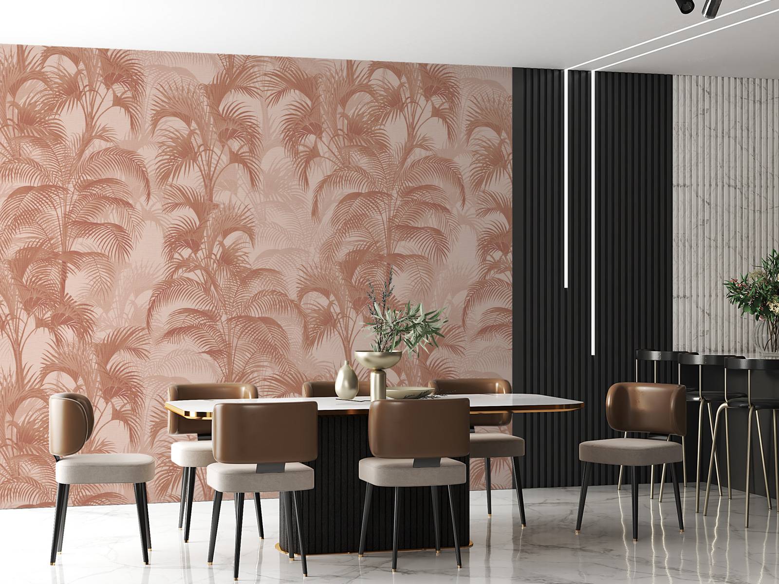 Tropische Palmen im Vintage-Stil - Terrakotta
