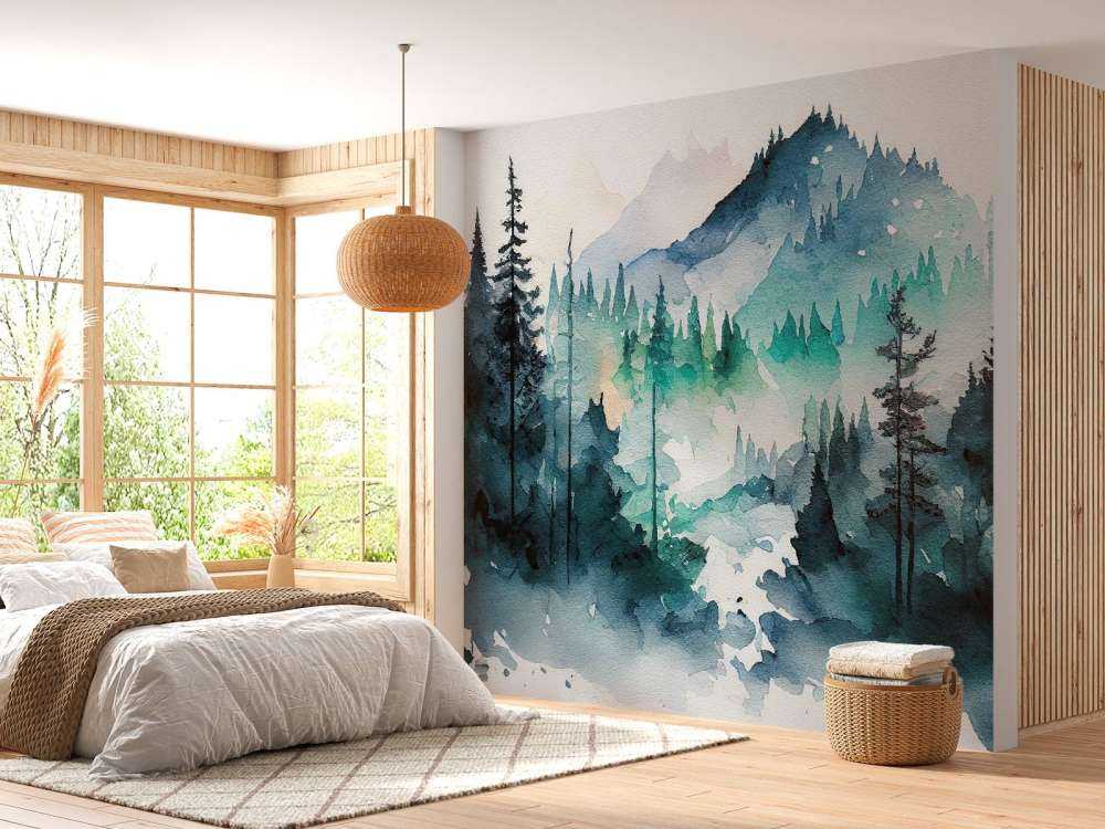 Wald in Aquarellfarben