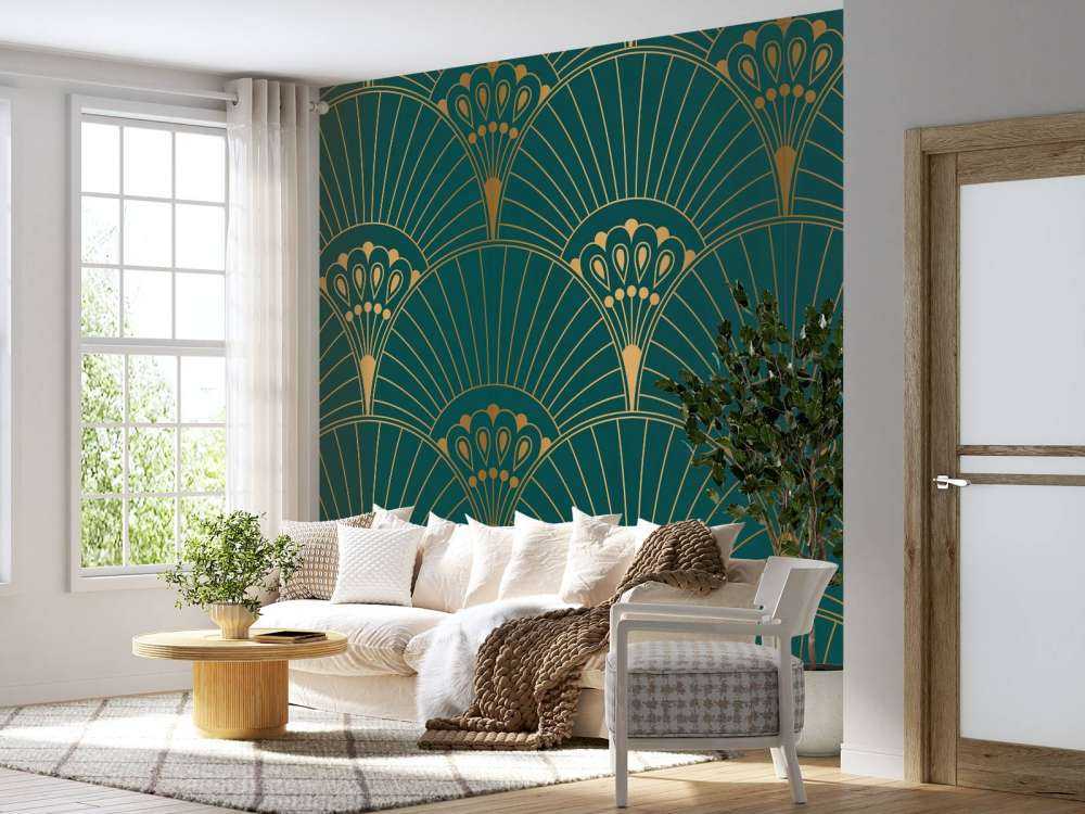 Art Deco Fächer in Petrol