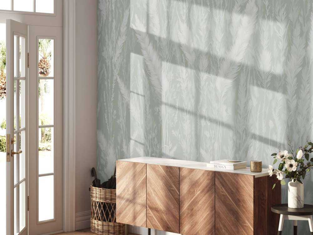 Wand von Feldgräsern - grün