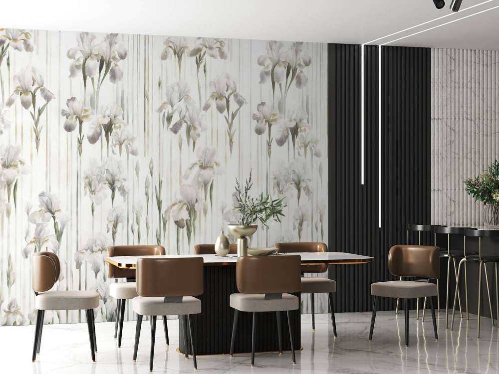 Iris und Streifen nahtlos Beige
