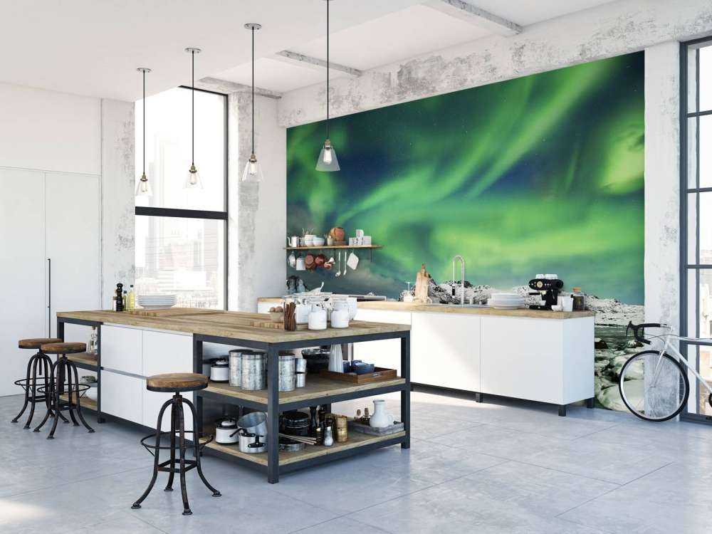 Nordlicht über Winterlandschaft