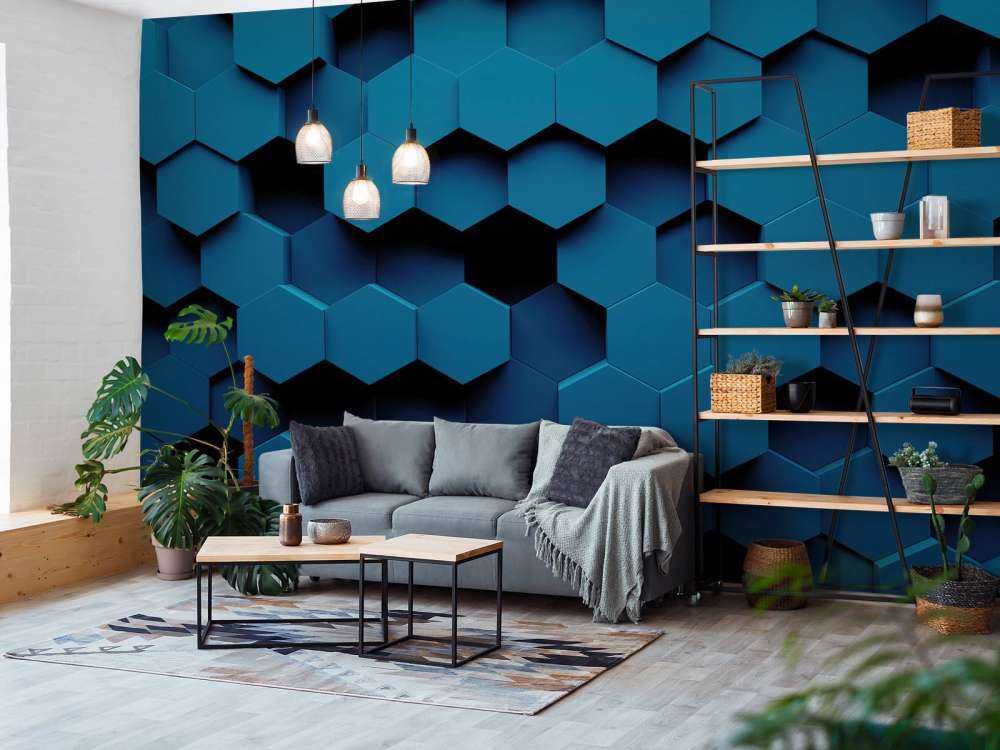 Dunkelblaue Hexagone