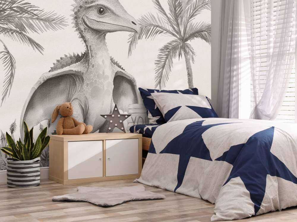 Baby-Pteranodon im beigefarbenen Dschungel