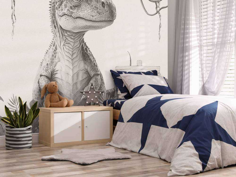 Baby-T-Rex im beigefarbenen Dschungel