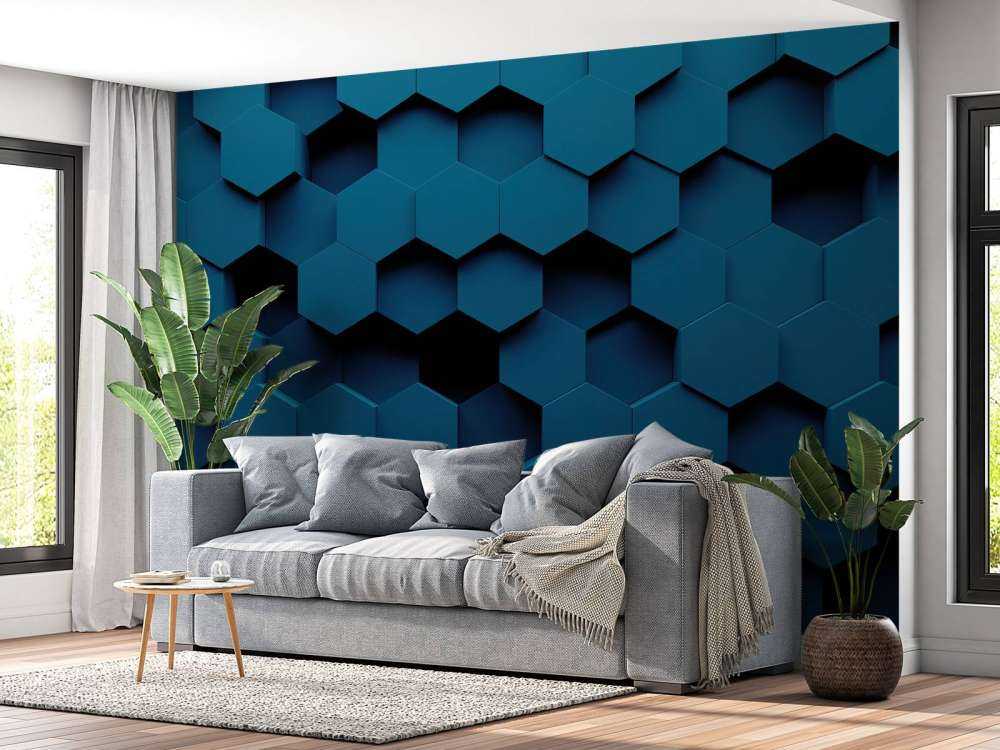 Dunkelblaue Hexagone