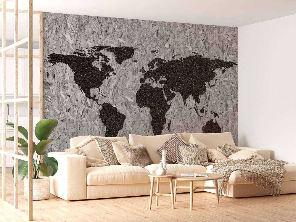 Schwarze Weltkarte auf weißem Hintergrund
