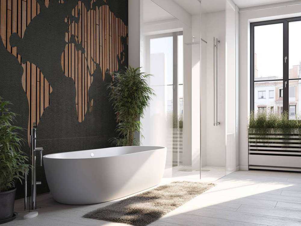 Weltkarte mit Holztafeln