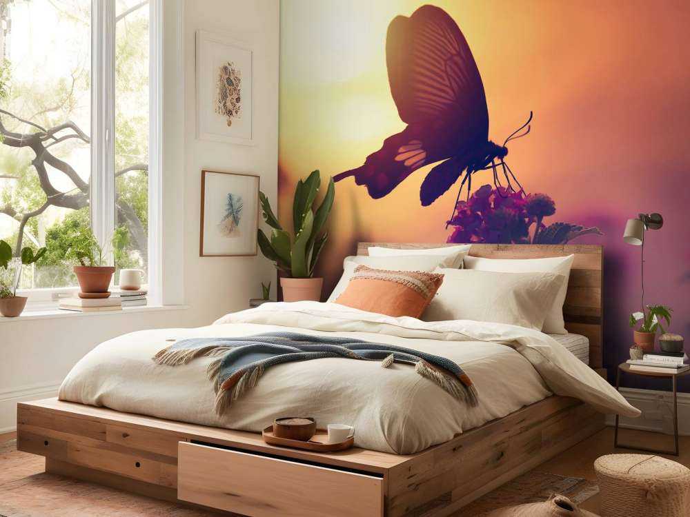 Schmetterling mit Sonnenuntergang