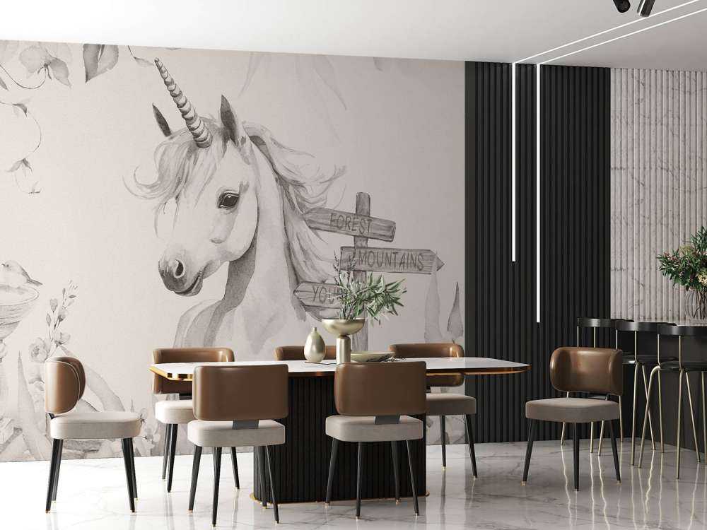 Baby-Einhorn mit Pflanzen beige