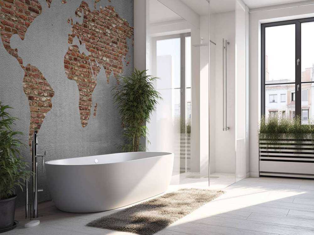 Weltkarte mit Ziegelsteinen