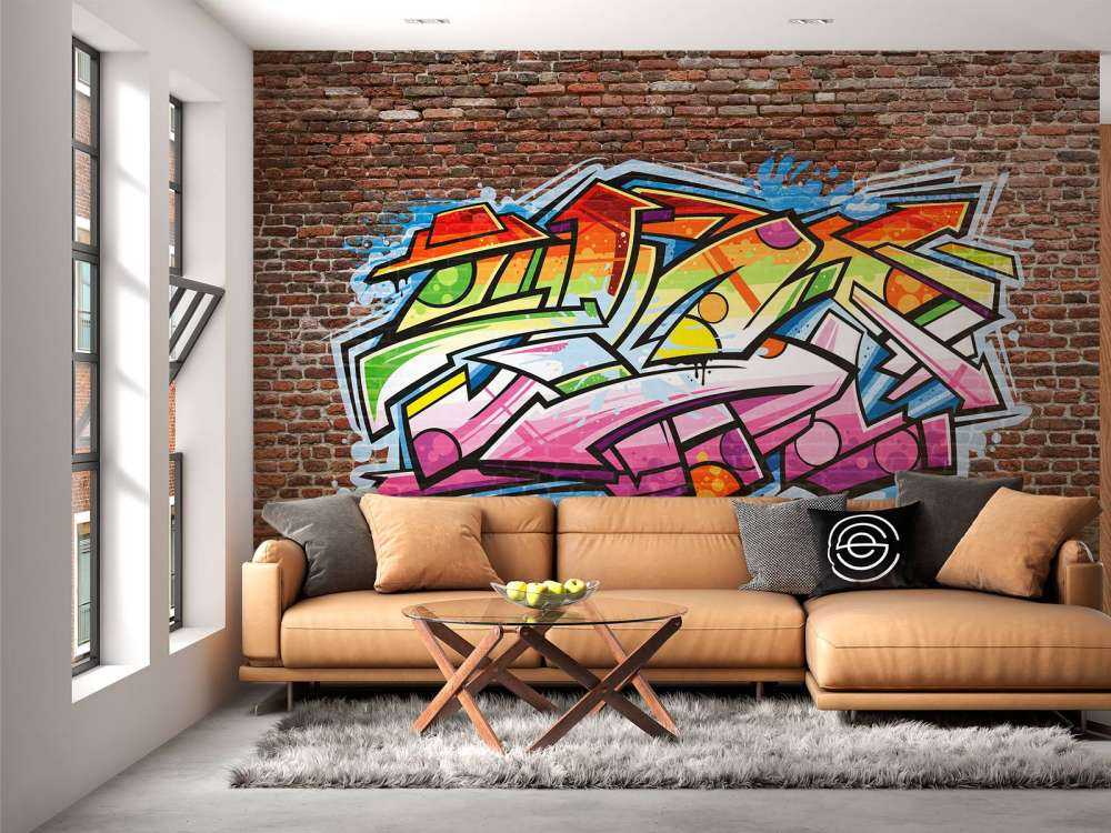 Graffiti auf rotem Backstein
