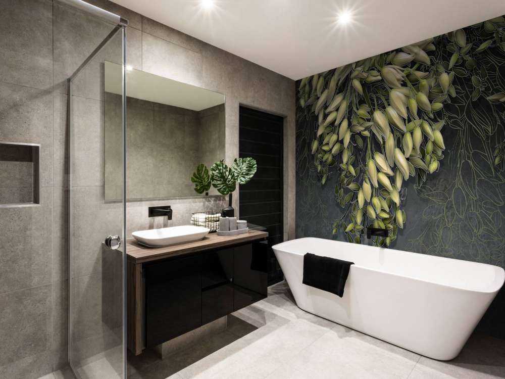 Weiße Blütenkelche auf dunkelgrauer Betonstruktur