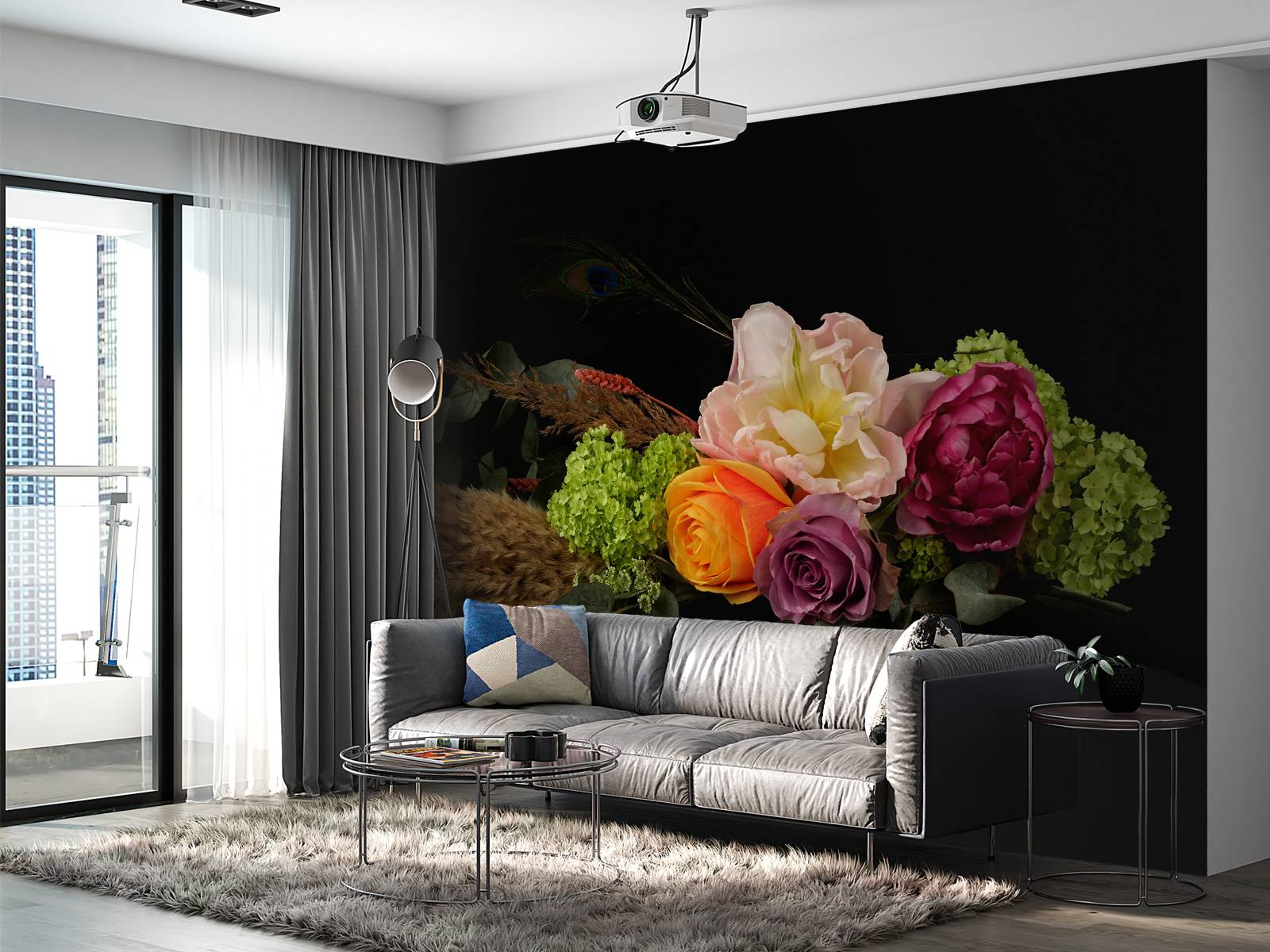Blumenstrauß mit Feder