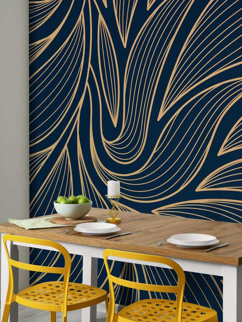 Art deco Blumen blau