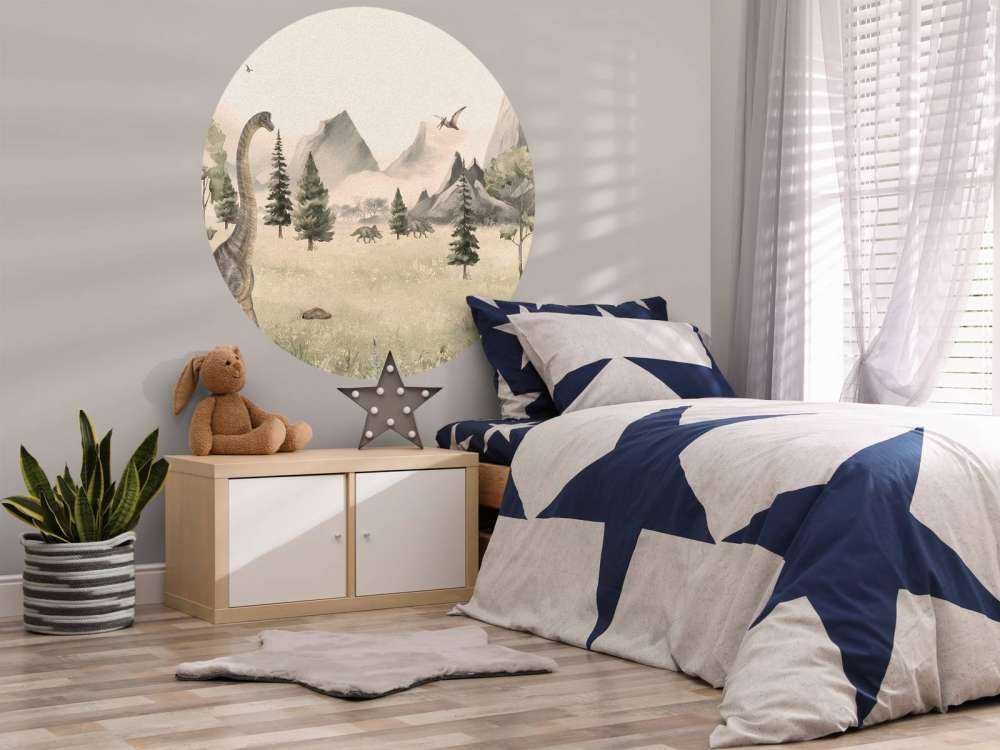 Landschaft mit Dinosauriern in beige