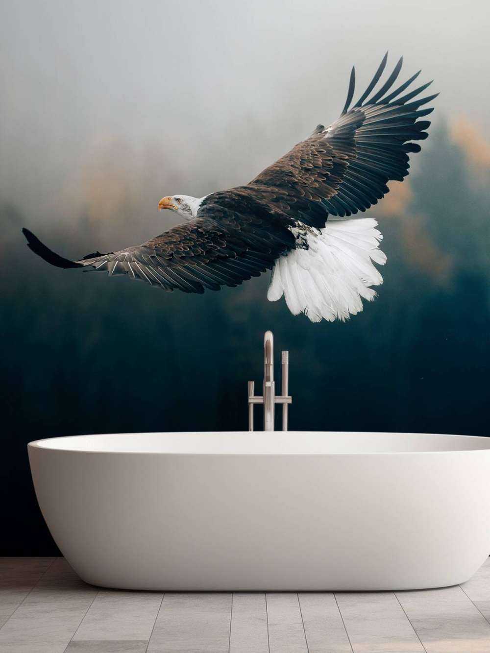 Weißkopfseeadler über dem Wald