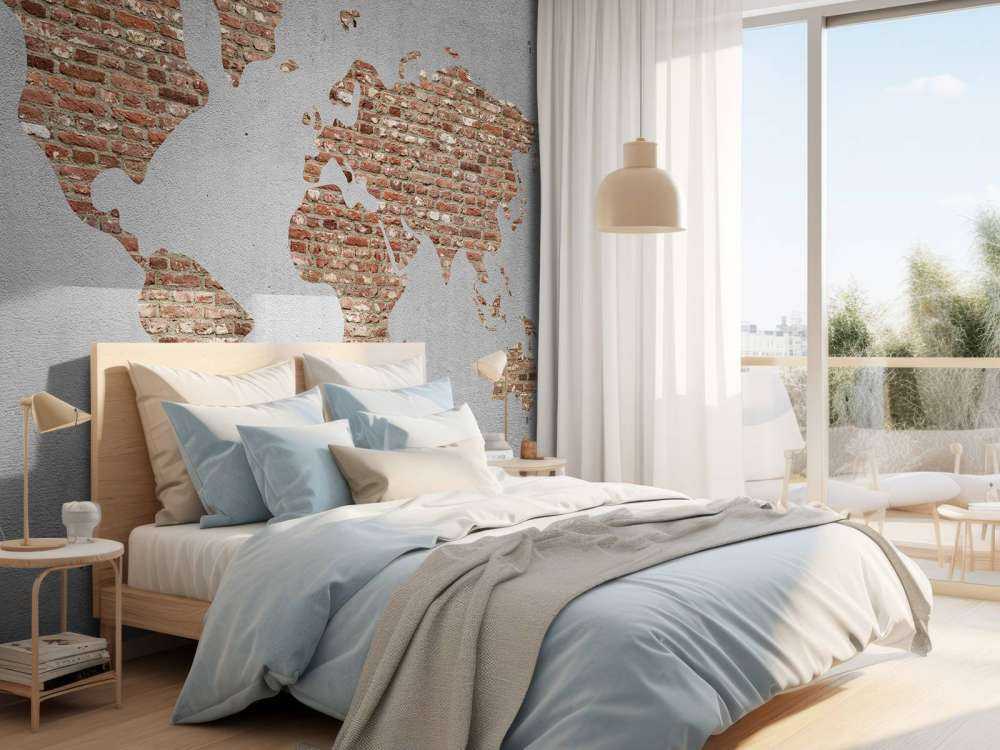 Weltkarte mit Ziegelsteinen