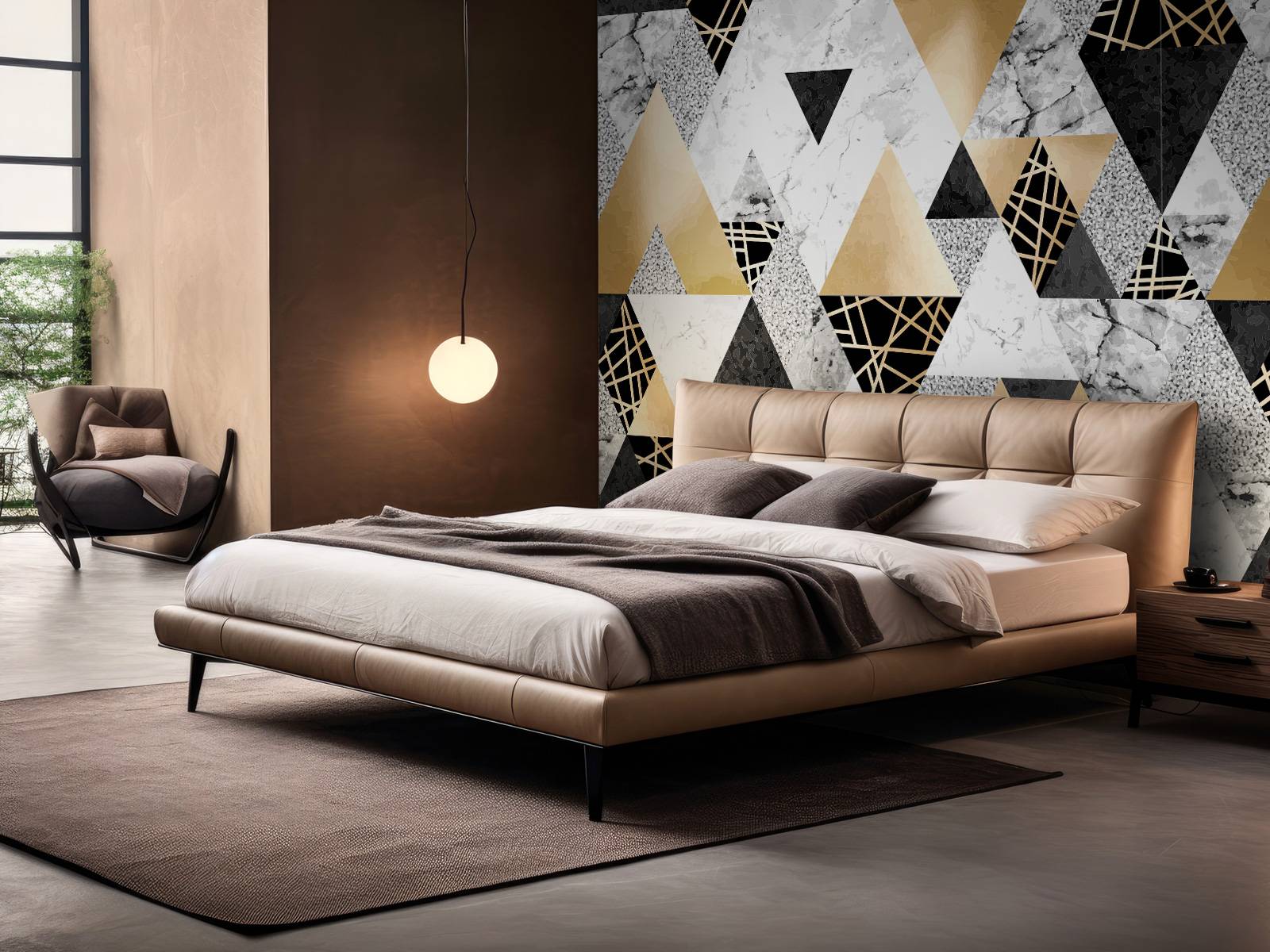 Marmor-Dreiecke mit Gold
