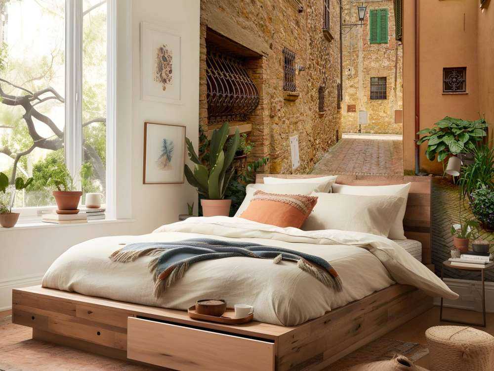 Straße mit Pflanzen und Blumen