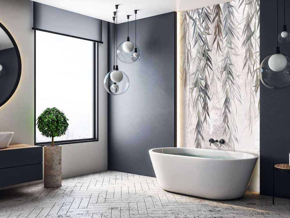 Hängende Äste über Beton