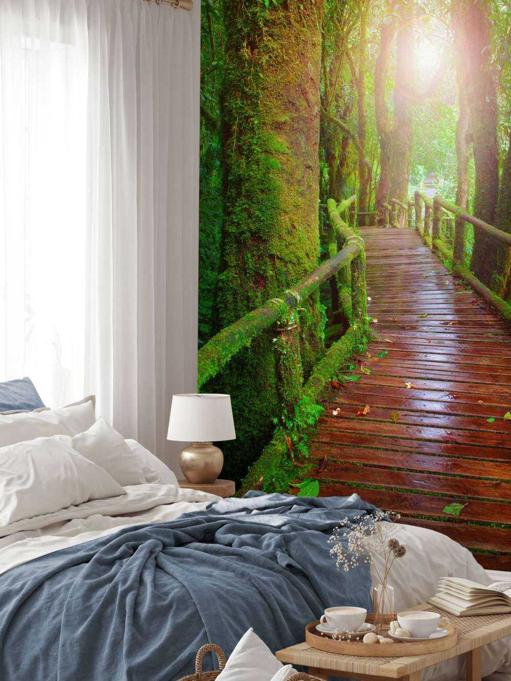 Holzbrücke im Regenwald