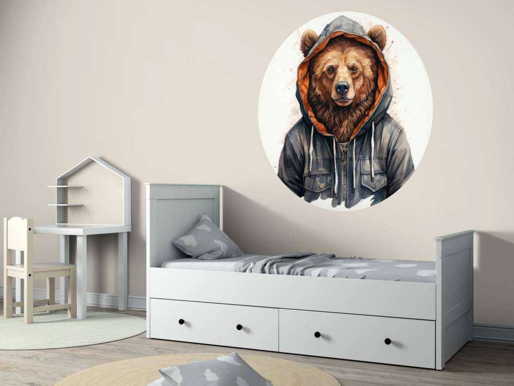 Aquarell-Cartoon-Grizzlybär in einem Hoodie