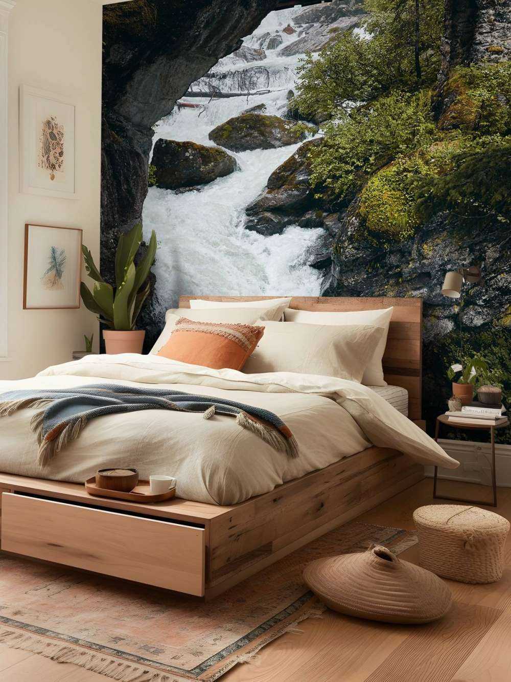 Brücke an einem Wasserfall