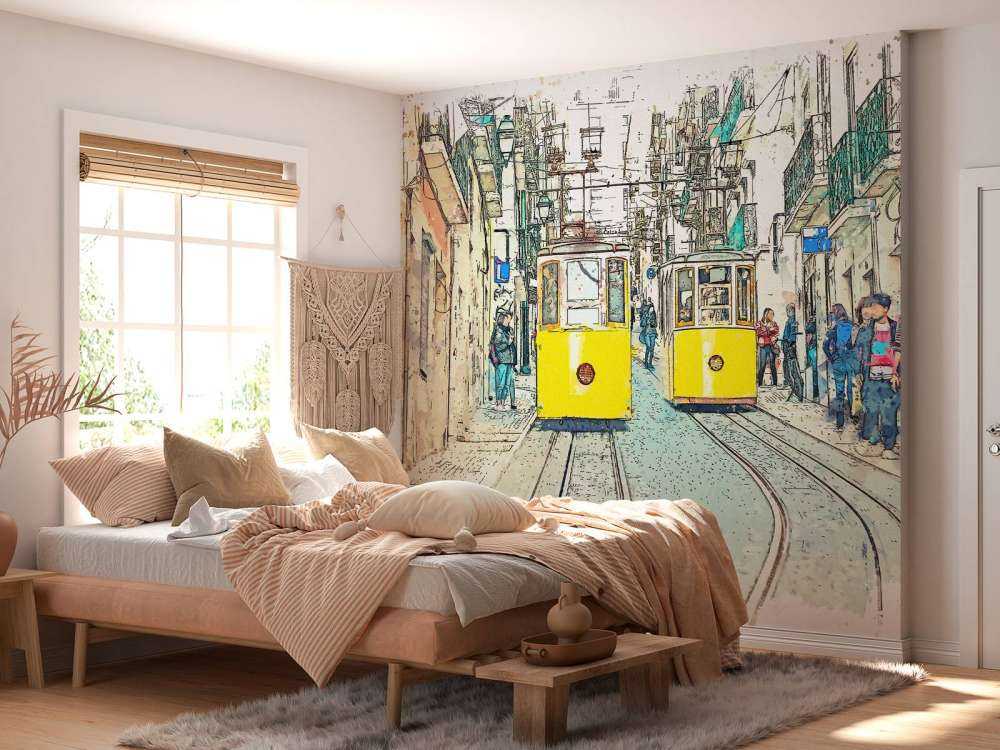 Straßenbahnen in Aquarell
