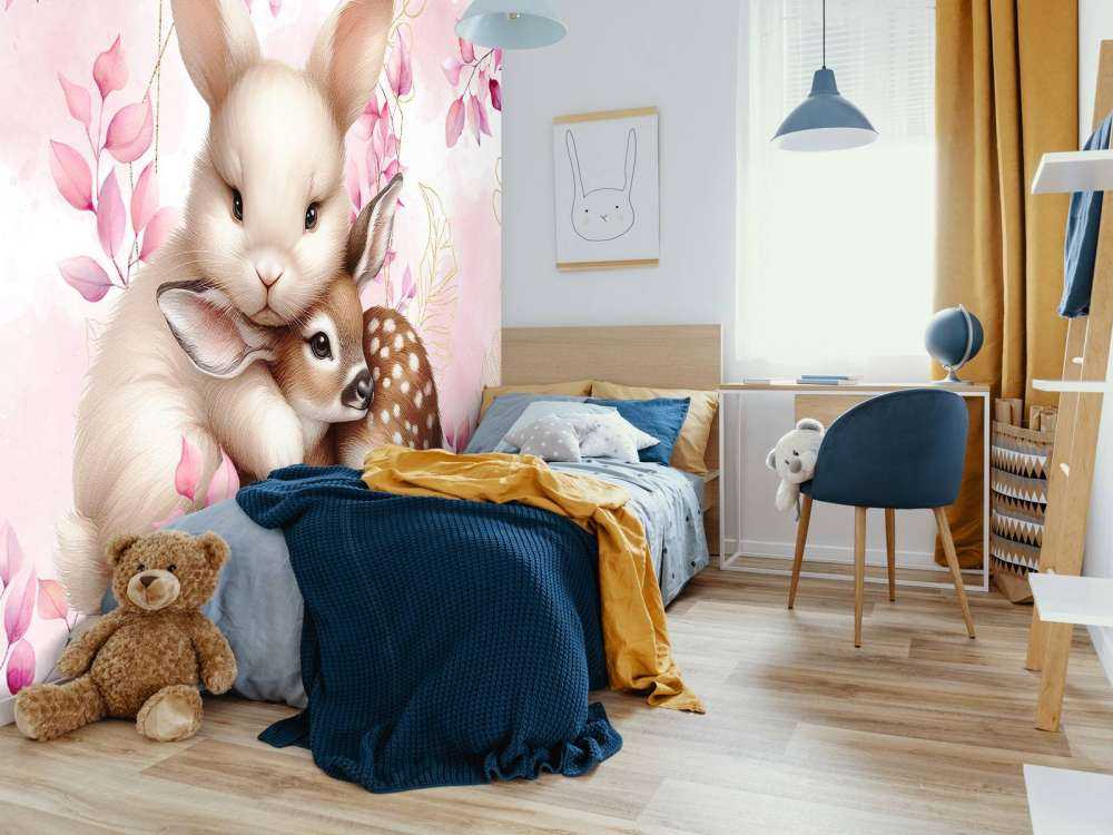 Liebendes Kaninchen und Reh