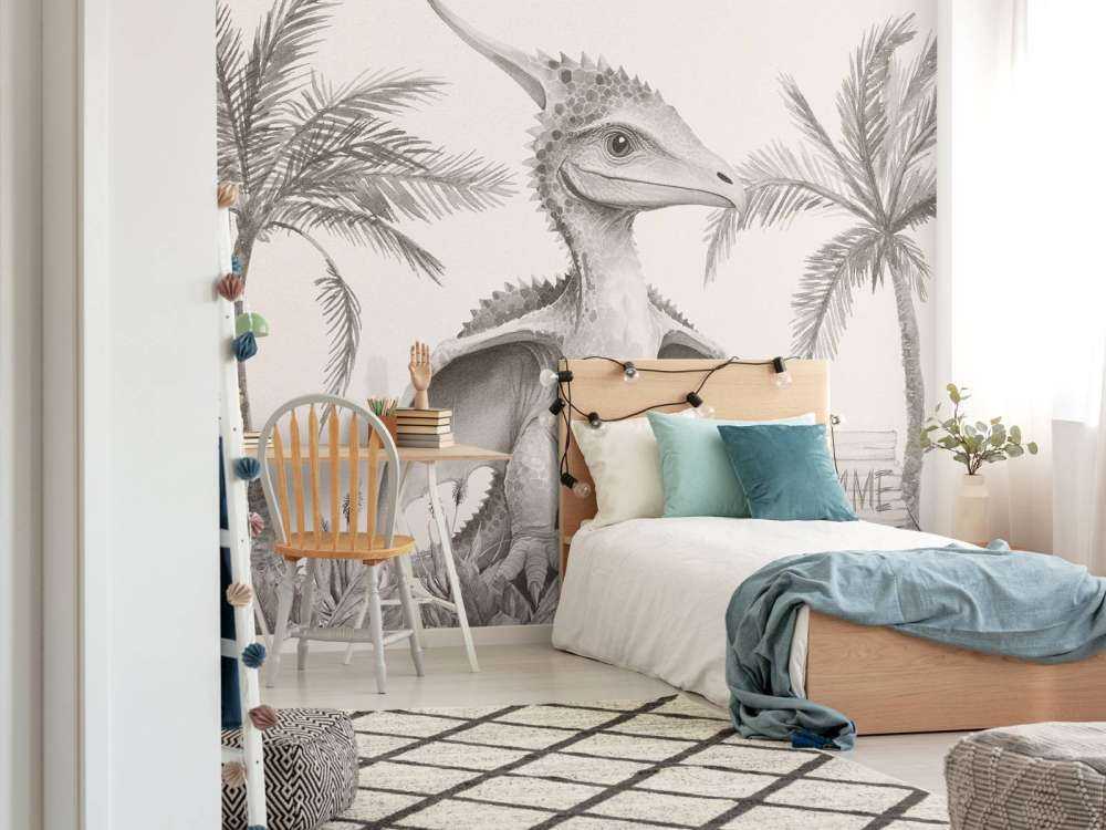 Baby-Pteranodon im beigefarbenen Dschungel