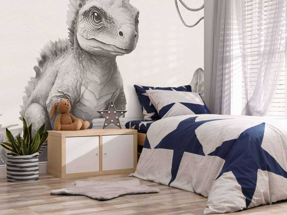 Baby-Ankylosaurus im beigefarbenen Dschungel