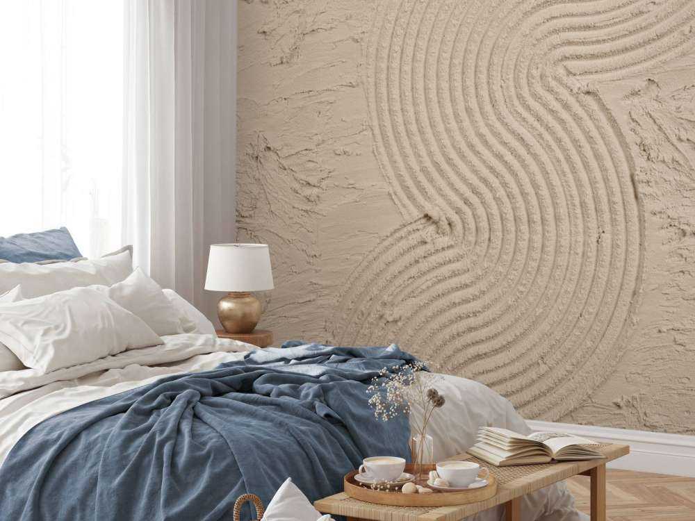Organische Linien und Strukturen am Saum in Taupe
