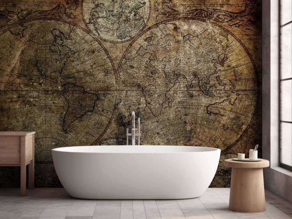 Alte verbrannte Weltkarte