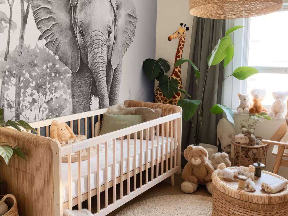 Elefantenbaby im Dschungel beige