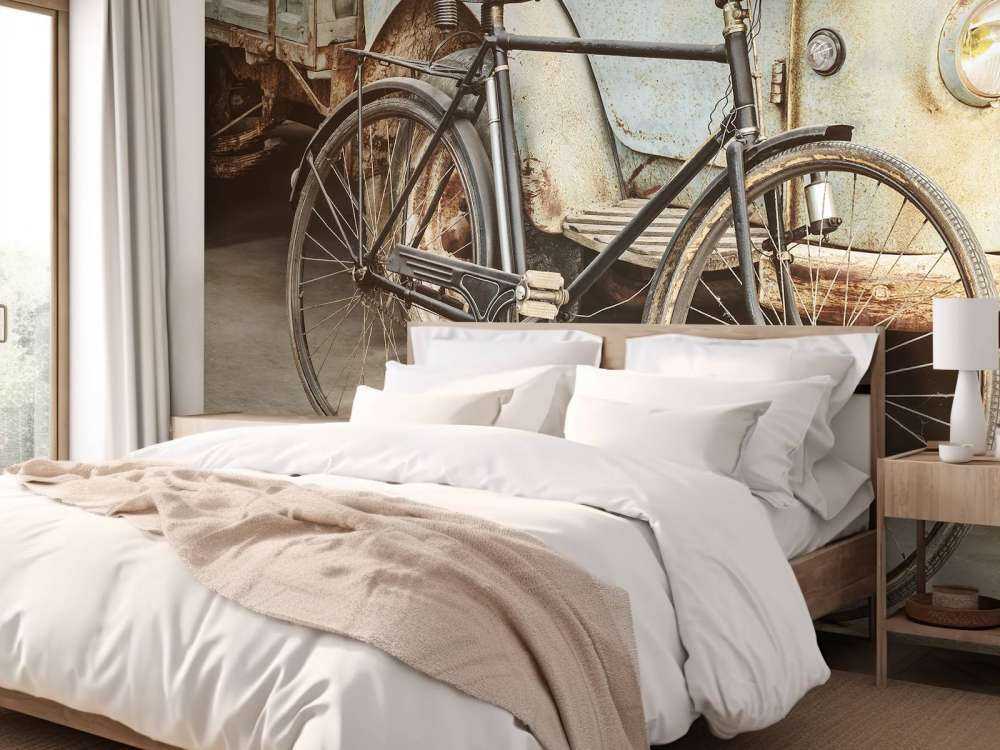 Retro altes Fahrrad mit LKW