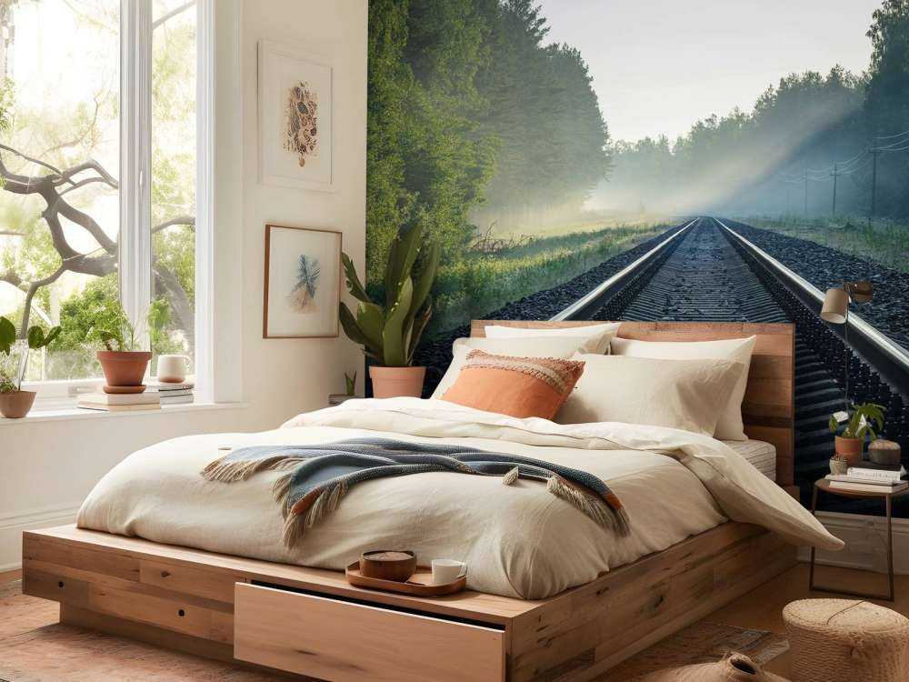 Eisenbahnschienen durch den Wald