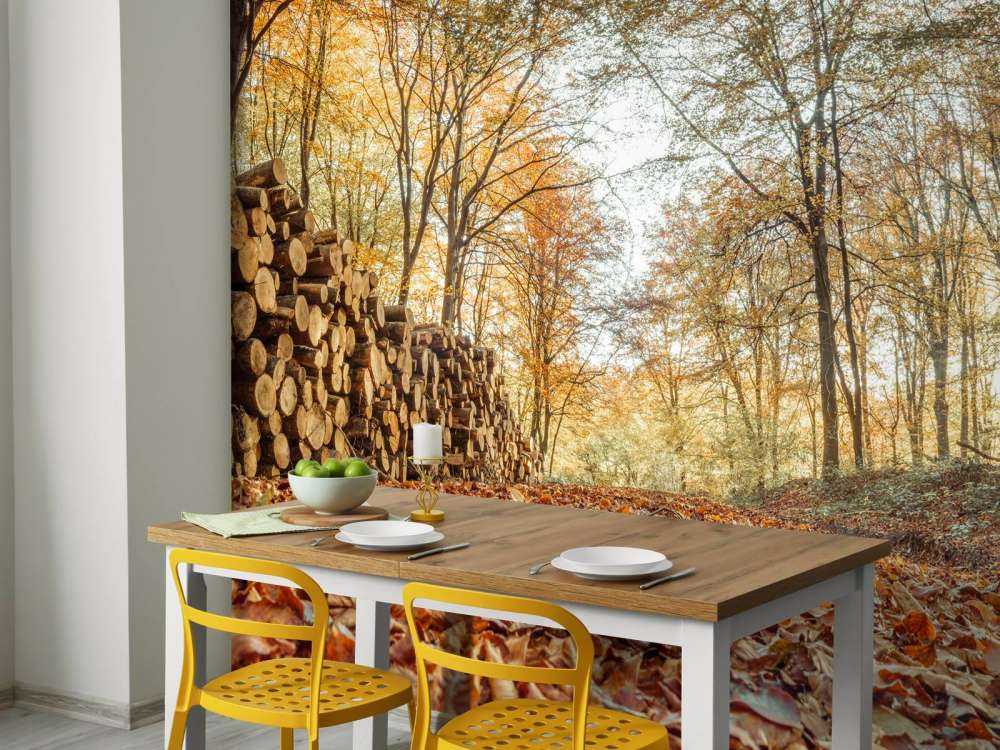 Baumstämme im Herbstwald