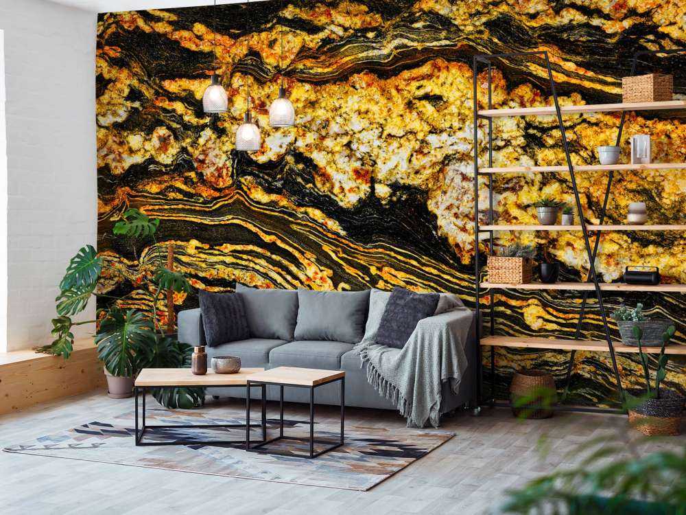 Schwarzer goldfarbener Marmor