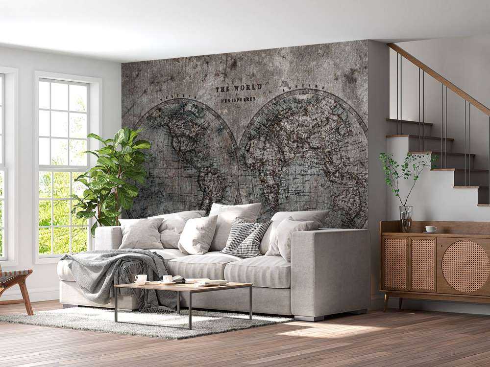 Weltkarte mit grauen Schattierungen