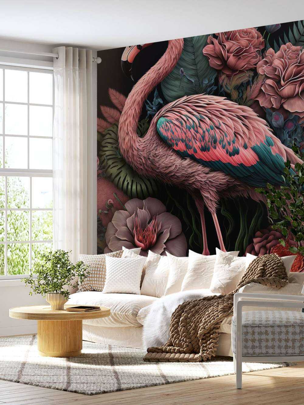 Flamingo Blumenpracht Nacht