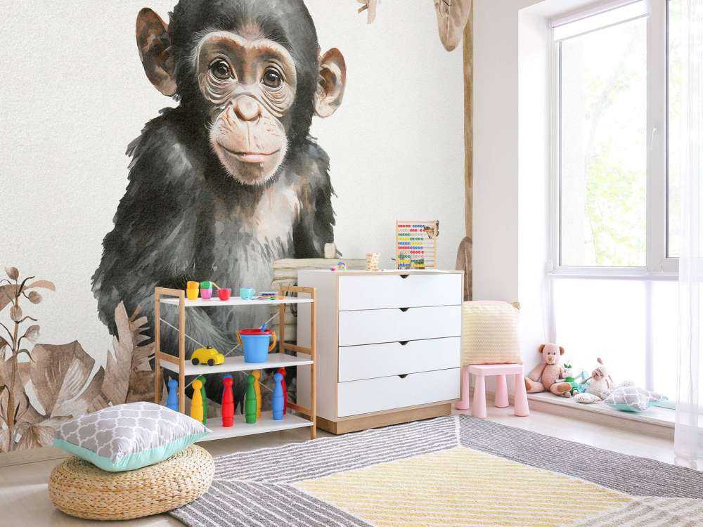 Baby Schimpanse im Dschungel taupe
