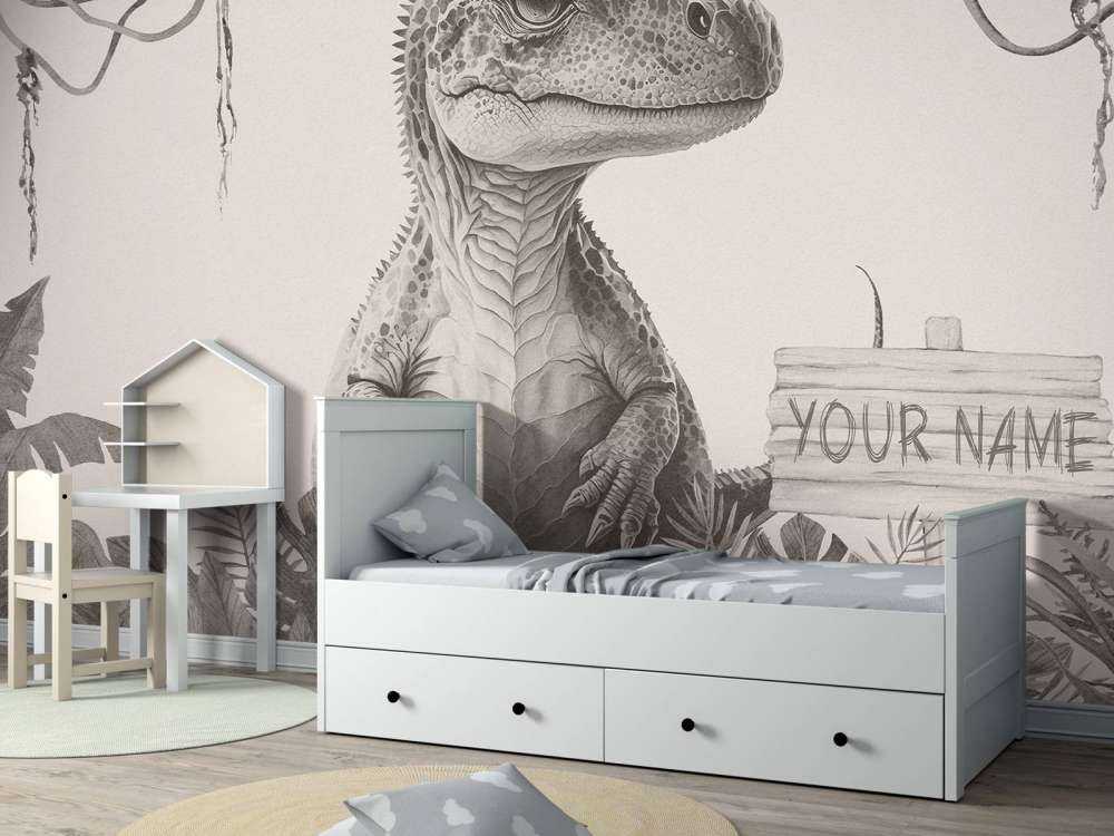Baby-T-Rex im beigefarbenen Dschungel