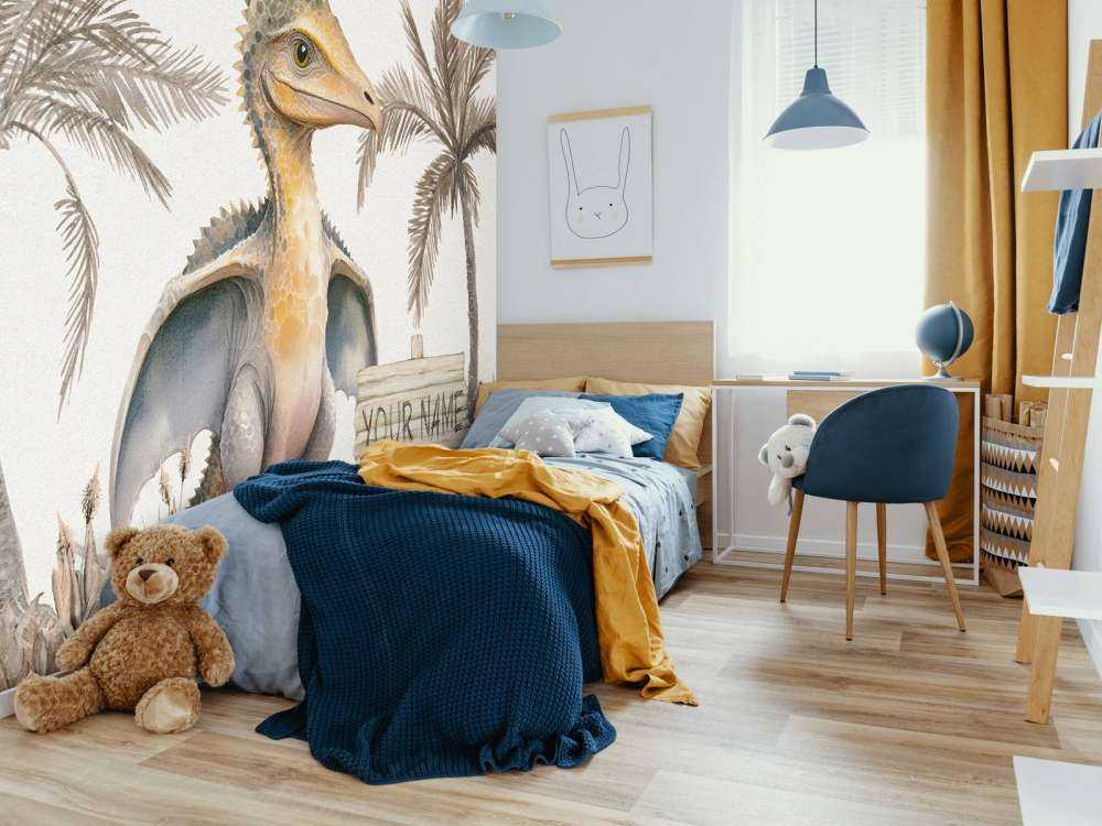 Baby-Pteranodon im taupefarbenen Dschungel